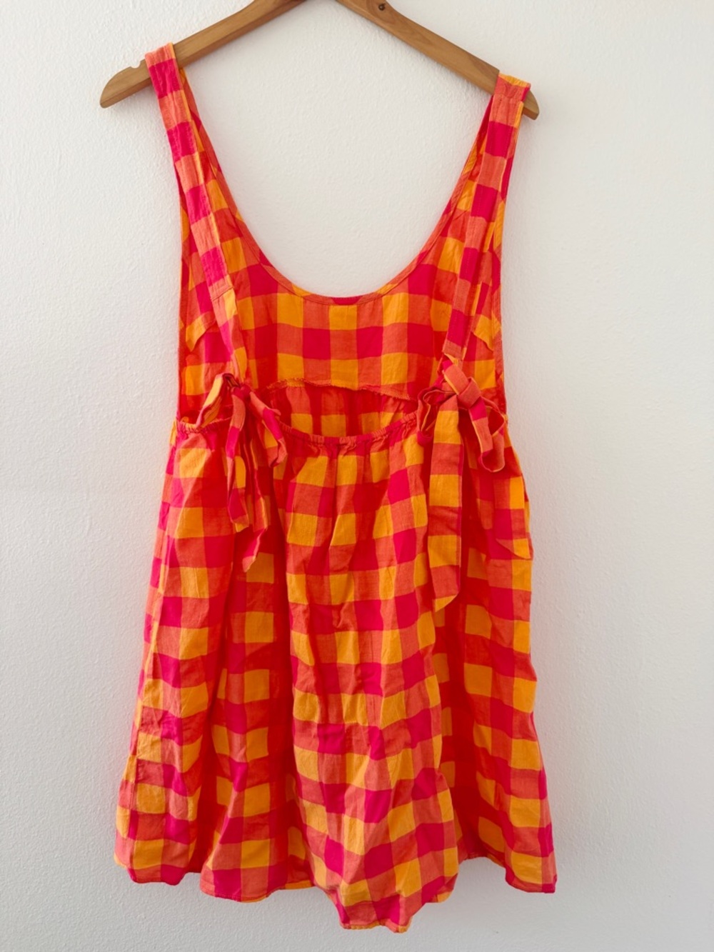 NWT By Anthropologie Apron Mini Nap Dress - Pink Orange Check - Picture 5 of 6